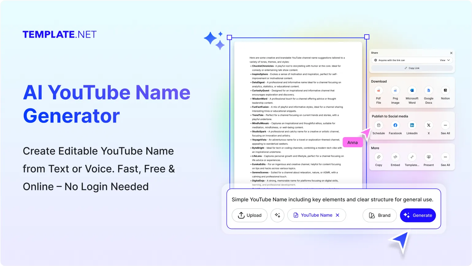 Free AI YouTube Name Generator, Free YouTube Channel Name Maker Online